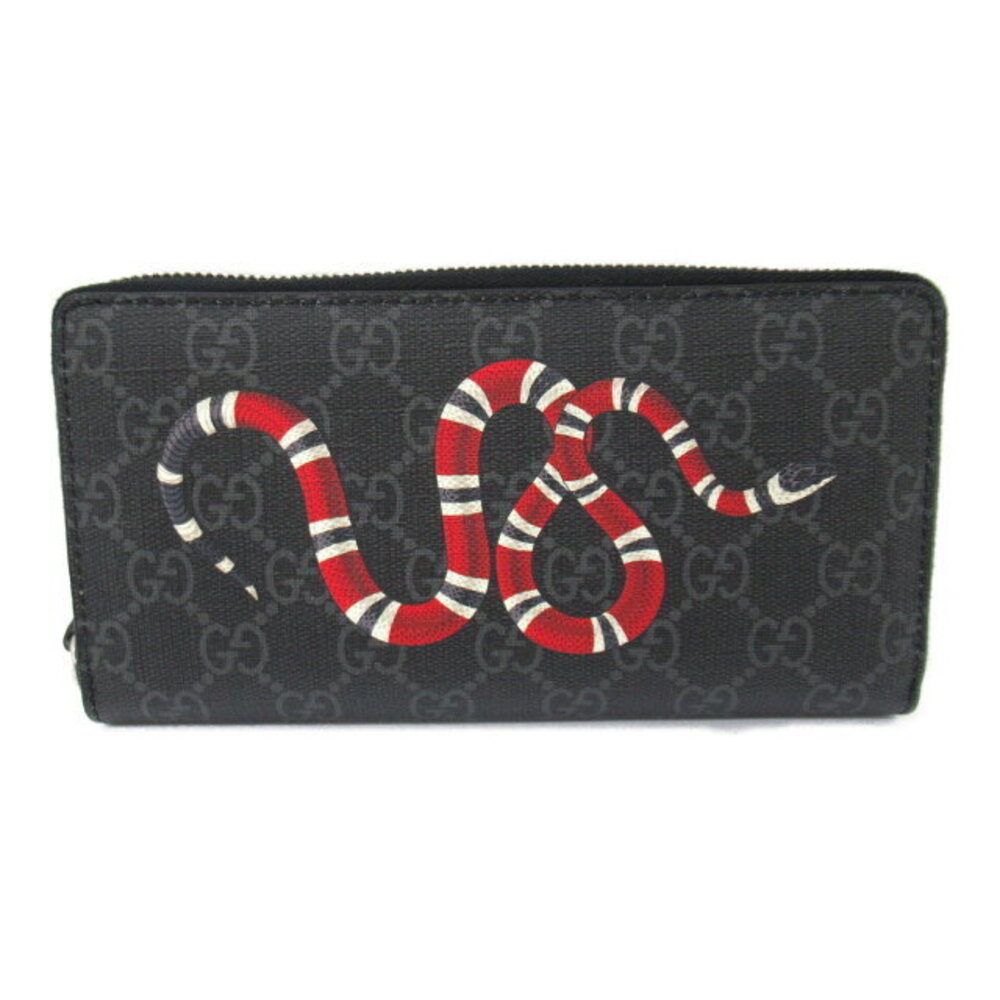 Gucci GG Supreme round long wallet canvas black